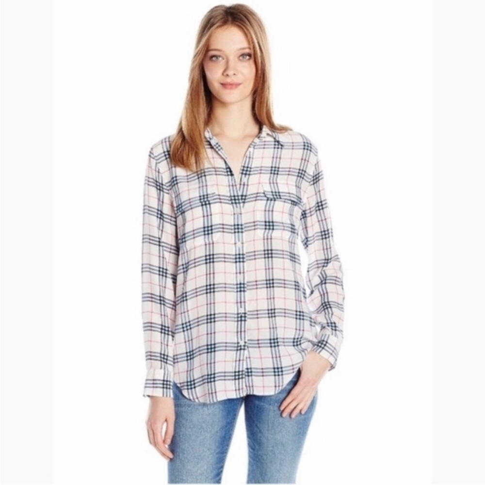 Equipment Slim Signature Silk Shirt Nature White Plaid S Button Down
